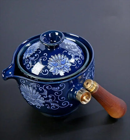 New Style Ceramic Glass Teapot Chinese Gongfu Tea Pot 360 Rotation Tea Maker  Automatic Single Pot   Teapot For Tea