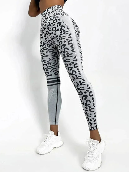 Seamless Leopard Leggings Women High Waist Leggings Fitness Hip Liftting Knitting Fashion Tights Gym Trainning Yoga Slim Pants