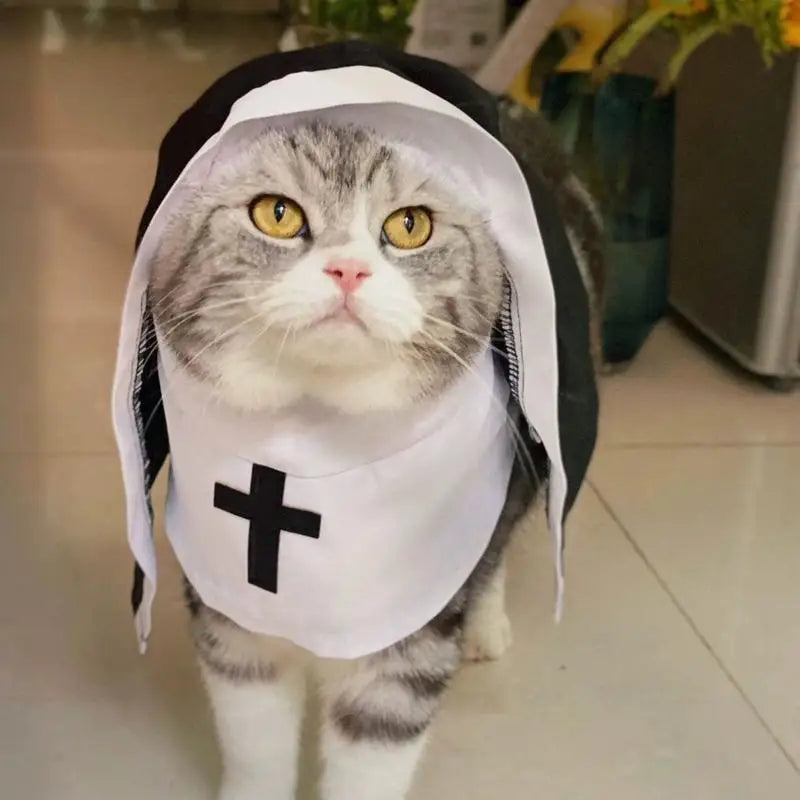 Pet Costumes For Cats Halloween Dog Costume Funny Cosplay Nun Costume Sister Habit Pet Cloth Dress Up Pet Costume For Small Cats