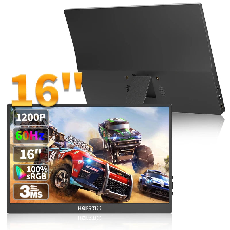 HGFRTEE 16inch Touch Portable Monitor 100%sRGB 350Cd/m² External Second Display For Laptop Screen,Touch/no Touch optional