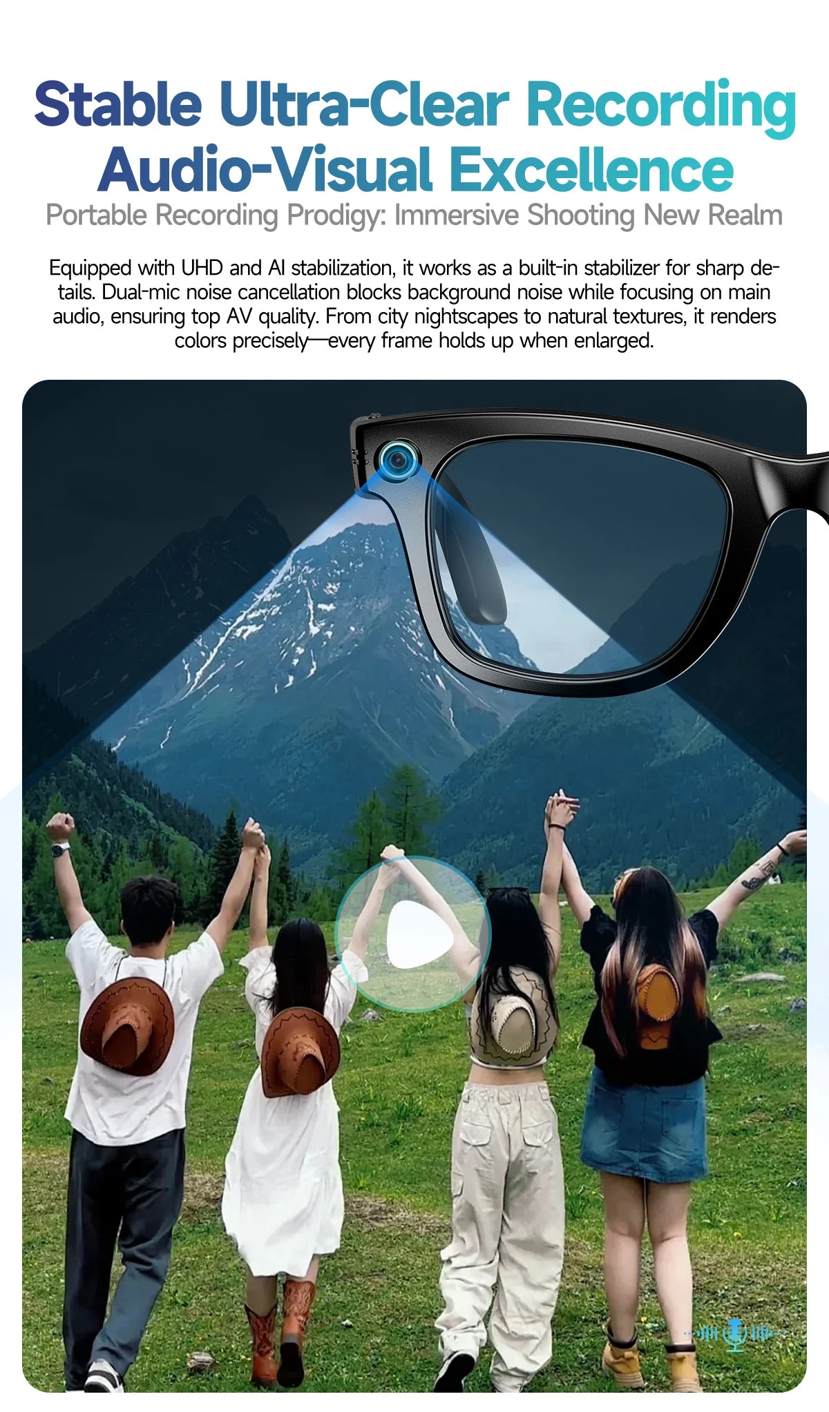 4GB Smart AI Glasses 800W pixel AI Shooting Camera HD Photo Video Voice Call Translation IP67 Waterproof Bluetooth Glasses 2025