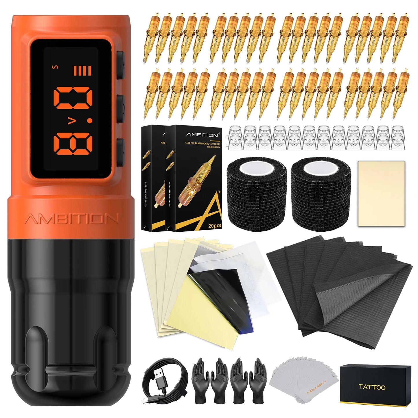 Ambition Bolt-X Kit Tattoo Machine Pen Set Wireless Power Supply Battery 1600mAh 10Hours Permanent Makeup Coreless Tattoo Gun