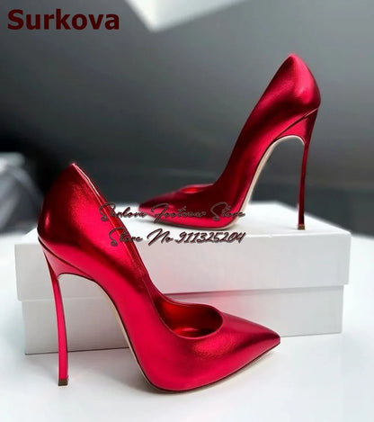 Surkova Magenta Velvet Platform Sandals Stiletto Heel Slingback Dress Shoes Cross Strap Luxury Wedding Pumps Size46
