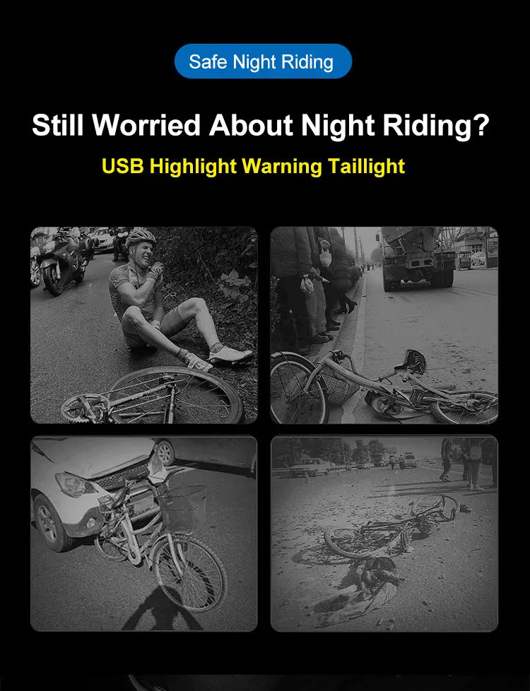 USB Rechargeable Bicycle Lights Bike Safety Warning Lamp Outdoor Waterproof Cycling Flashlight For Mountain And Road Bikes