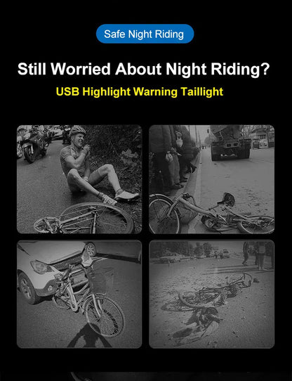 USB Rechargeable Bicycle Lights Bike Safety Warning Lamp Outdoor Waterproof Cycling Flashlight For Mountain And Road Bikes
