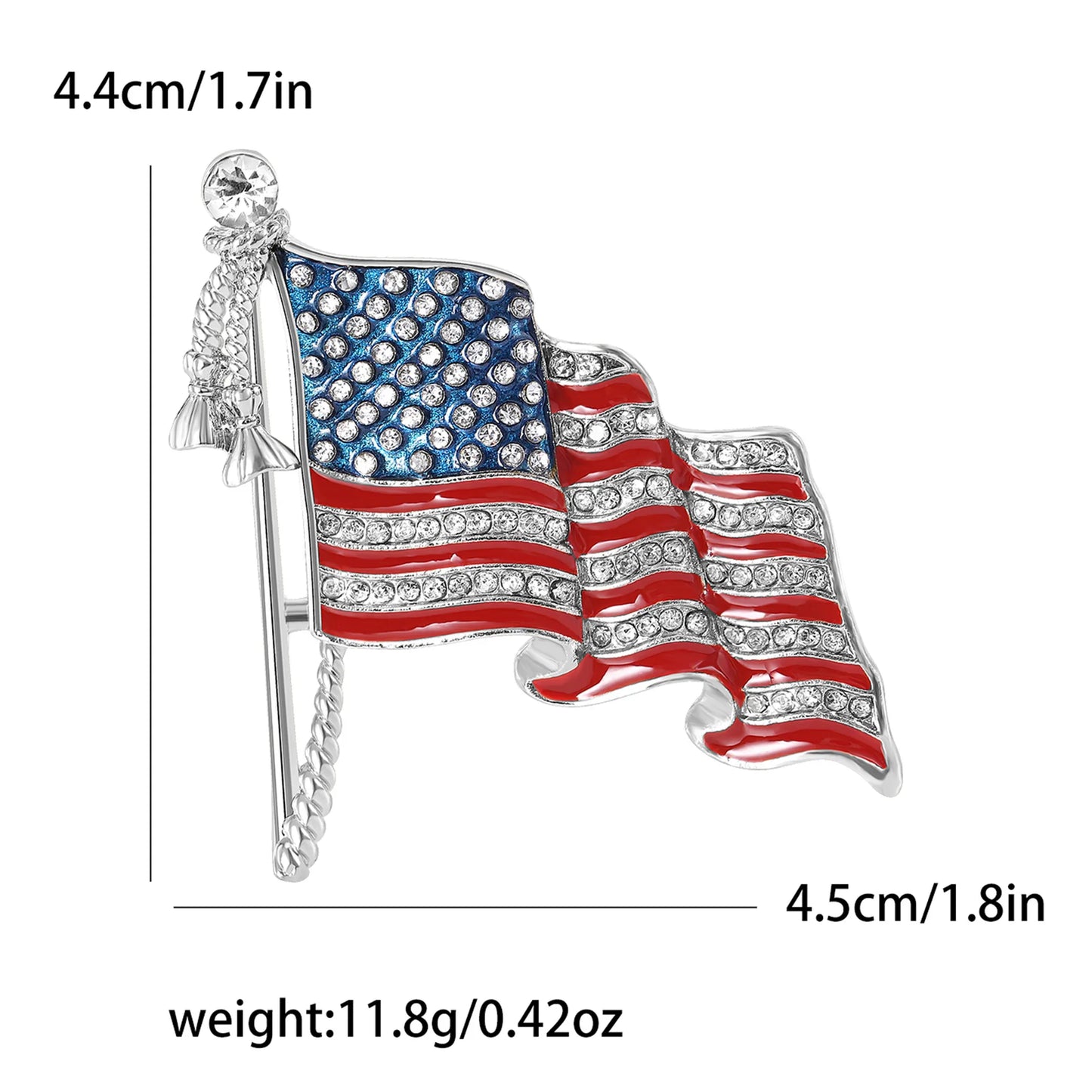 New Patriotic American Flag Brooch Zinc Alloy Rhinestone Enamel Waving US National Flag Pin Decorative Sweater USA Flag Badge