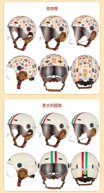 BEON Light Helmet Electric Motorcycle Lightweight Half Helmet Detachable Warm Ear Protection Capacete De Motocicleta