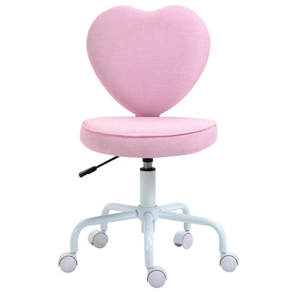 Rolling Upholstery Leisure Lounge Vanity Chair with Heart Back and Sponge Seat