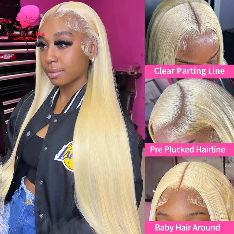 38 Inches 220 Density 360 Lace Frontal Wigs Straight Lace Frontal Wig 13x4 13x6 Blonde 613 Lace Front Human Hair Wigs For Women