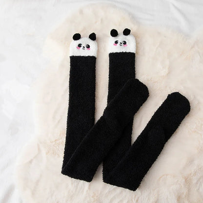 Japanese Mori Girl Animal Modeling Knee Socks Striped Cute Compression Autumn Winter Warm Sock Sleep Cozy Long Thigh High Socks