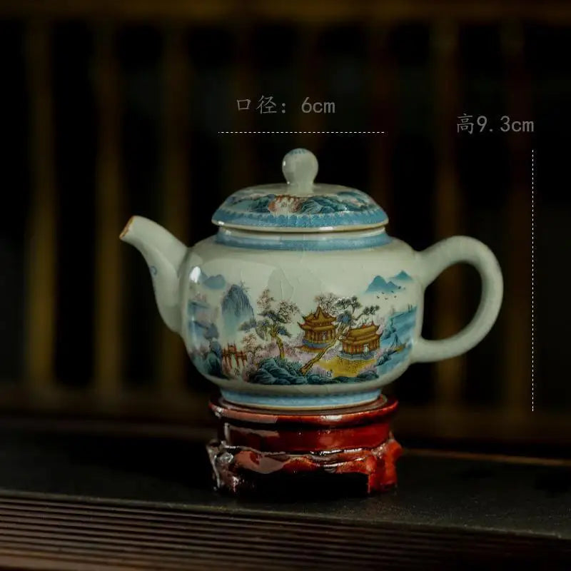 240ML Jingdezhen Porcelain Teapot Retro Old Pottery Mud Pot Tea Maker Kettle Ice Cracked Glaze Tea Services Accessories Craft