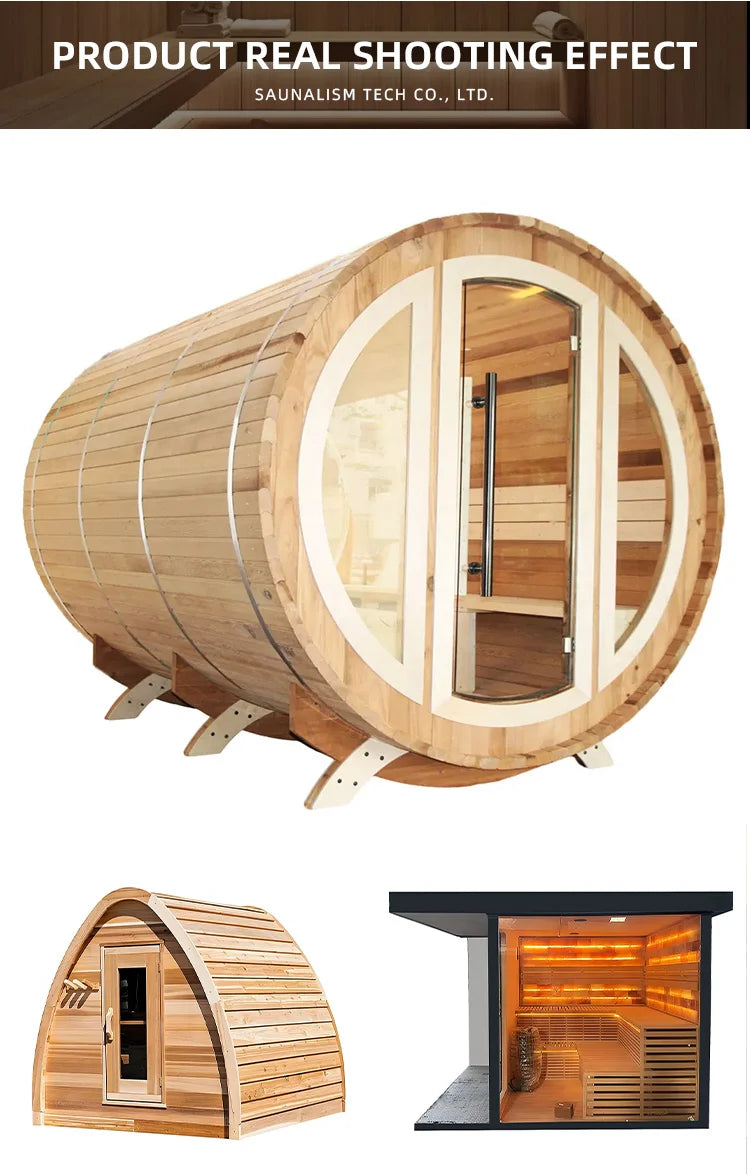 Customization Factory Customization Backyard   Sauna Outdoor with Shower  Authentic  Dry Wet Steam Sauna Room Shower Room 2-4 Pe