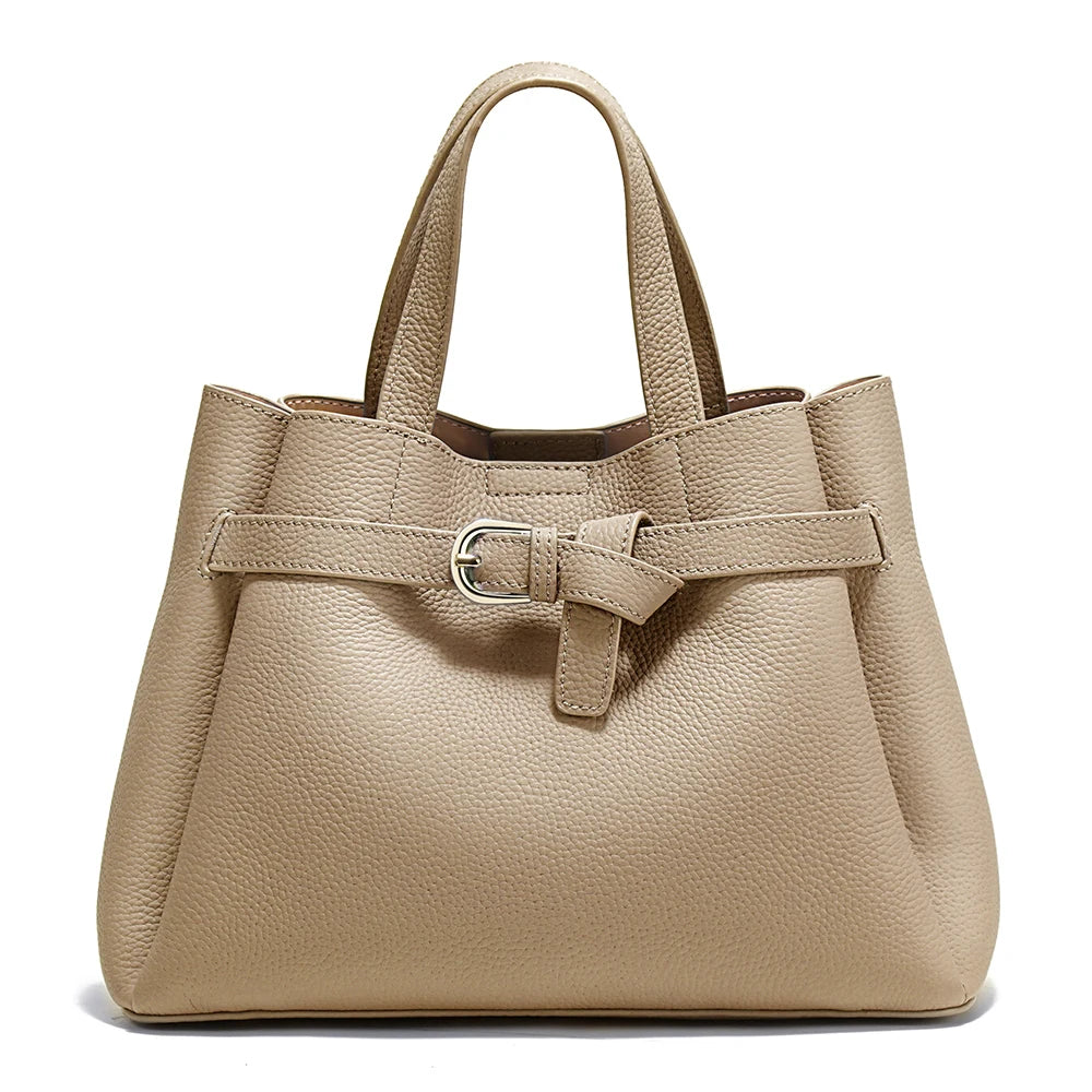 Zency Fashion Genuine Leather Top-handle Bag For Women Luxury Designer Crossbody Bag Zipper Purse Elegant OL Work Bag Tote Sac