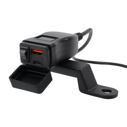 PD QC3.0 Motorcycle USB Fast Charger 12V Power Supply Adapter 60W Handlebar USB Type C Socket with Switch Voltmeter Waterproof