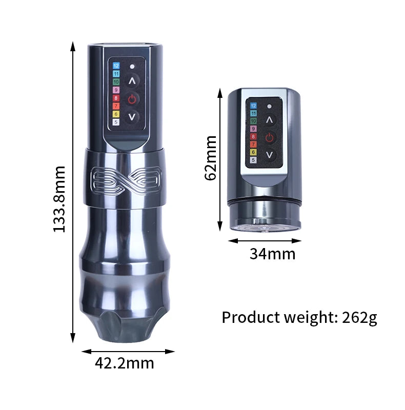 Wireless Cartridge Tattoo Machine Pen Rotary Wireless Battery Pen Portable Power Pack 1500mAh LED Digital Display Tattoo Gun