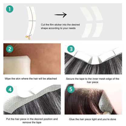 15cm High Density Black Color Straight Human Hair Man Toupee V Style Frontal Hairline For Men Skin PU Men's Capillary Prosthesis
