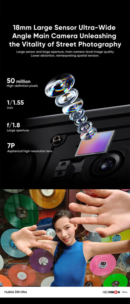 nubia Z80 Ultra 5g Smartphone Global Version Snapdragon 8 Elite Gen 5 6.85'' 144Hz Oled Display 7200Mah 90W Fast Charging 64Mp
