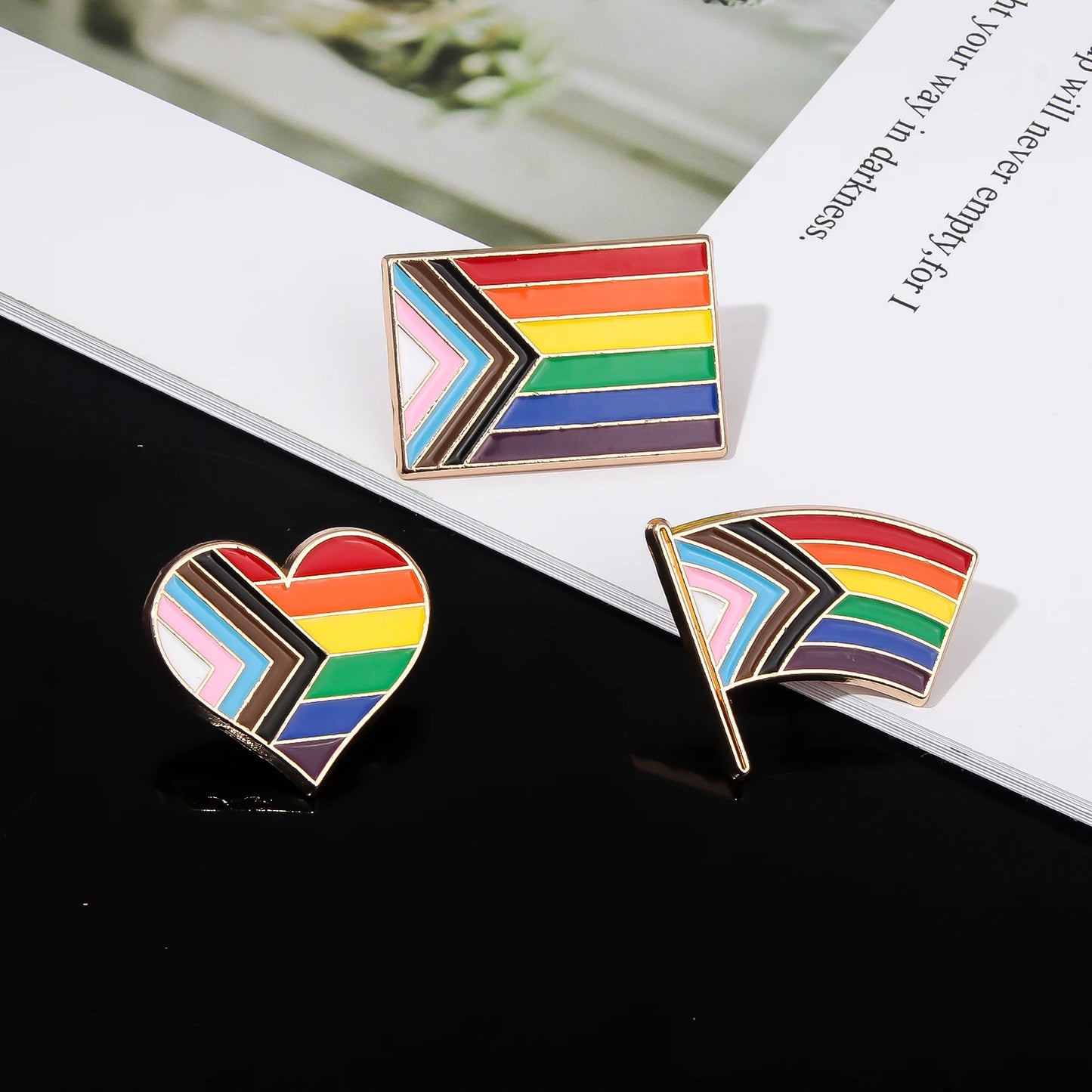 Pride Rainbow Flags LGBT Enamel Pins Brooch Inclusive Progress Heart Flag Badge Brooch Clothes Bag Decorations Accessories