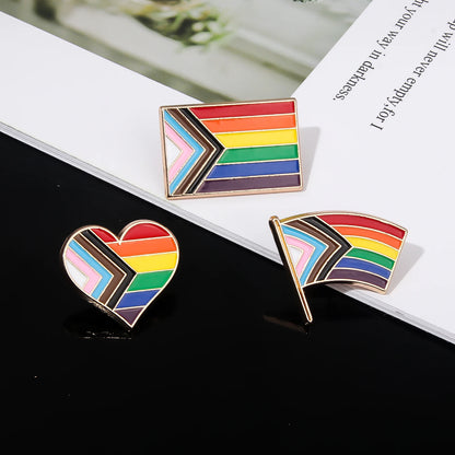 Pride Rainbow Flags LGBT Enamel Pins Brooch Inclusive Progress Heart Flag Badge Brooch Clothes Bag Decorations Accessories