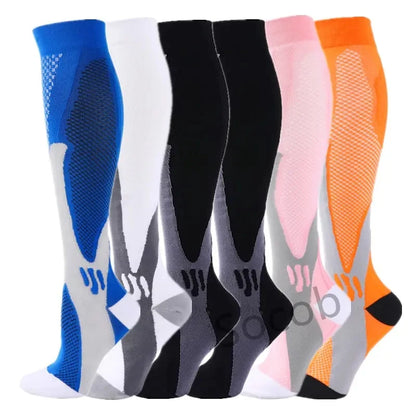 3/6/7 Pairs Compression Socks Women Medical Edema Running Socks Men Knee Length Cycling Socks  Football Basketball Outdoor trave