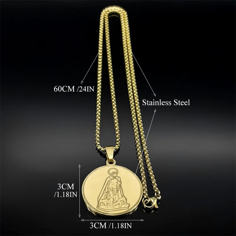 Christian God Jesus Medal Necklace for Women Men Stainless Steel Gold Silver Color Holy Pray Chain Jewelry colar masculino