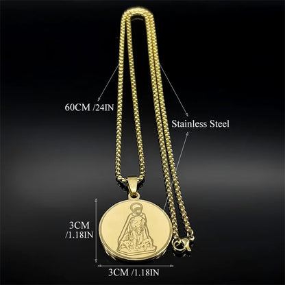 Christian God Jesus Medal Necklace for Women Men Stainless Steel Gold Silver Color Holy Pray Chain Jewelry colar masculino
