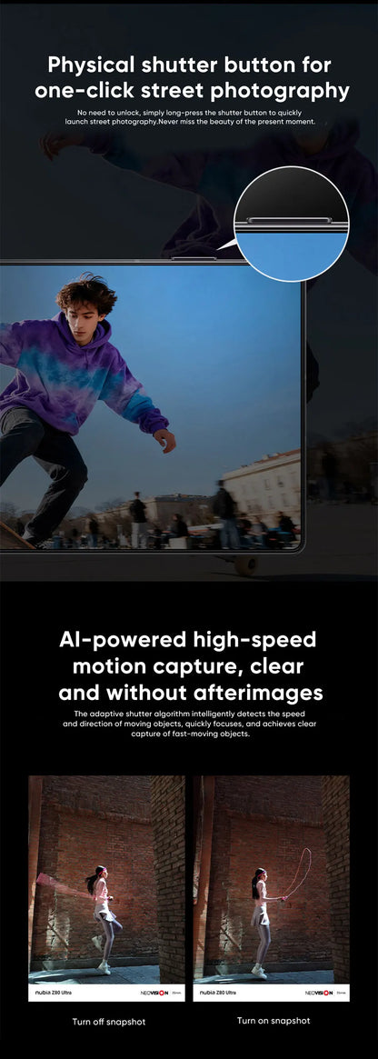nubia Z80 Ultra 5g Smartphone Global Version Snapdragon 8 Elite Gen 5 6.85'' 144Hz Oled Display 7200Mah 90W Fast Charging 64Mp