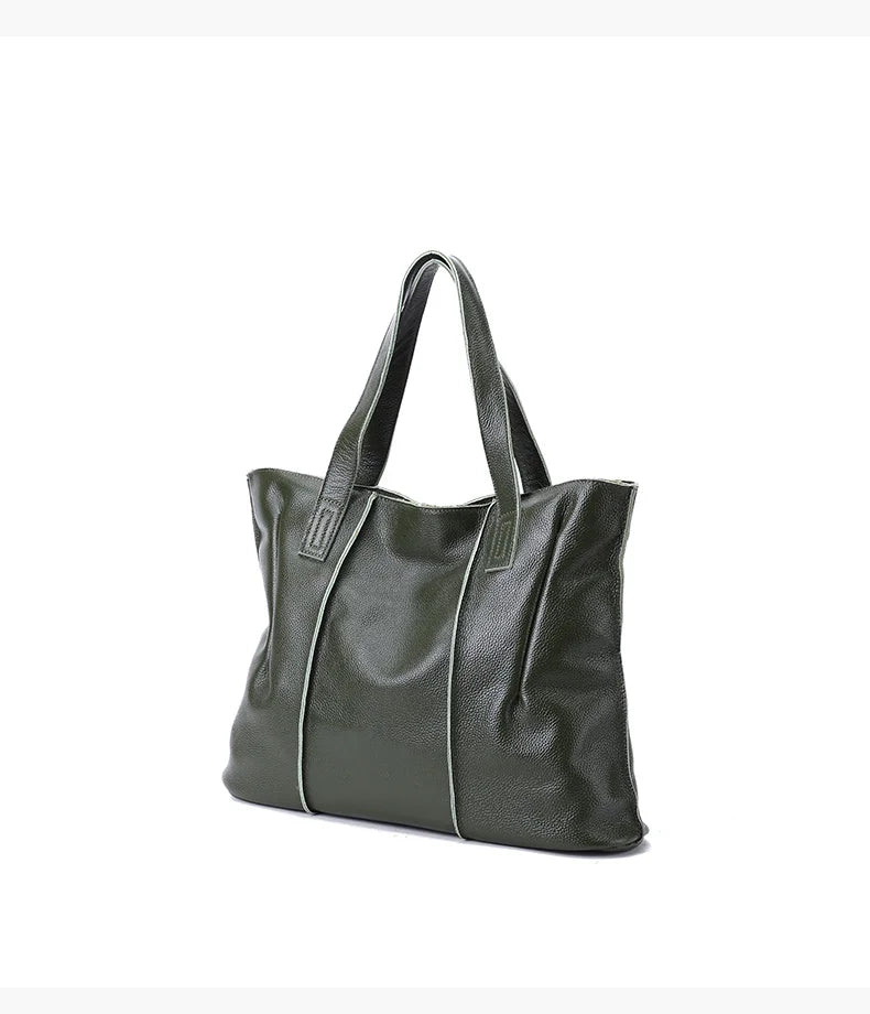 Women's Luxury Designer Natural Cowhide Soft Handbag Famale Fashion Shoulder Bag Ladies Cow Leather Large Capacity Tote Bag
