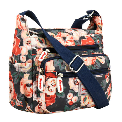 Fashion Multi-Pocket Crossbody Handbags Floral Pattern Female Shoulder Bag for Shopping Messenger Bags Waterproof Crossbody Bag