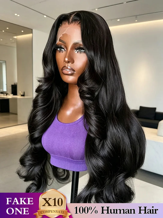 100% Human Hair Body Wave Lace Front Wig 300% Density 40 Inch Wigs 360 4x4 13x4 13x6 HD Lace Frontal Wig Brazilian Natural Black