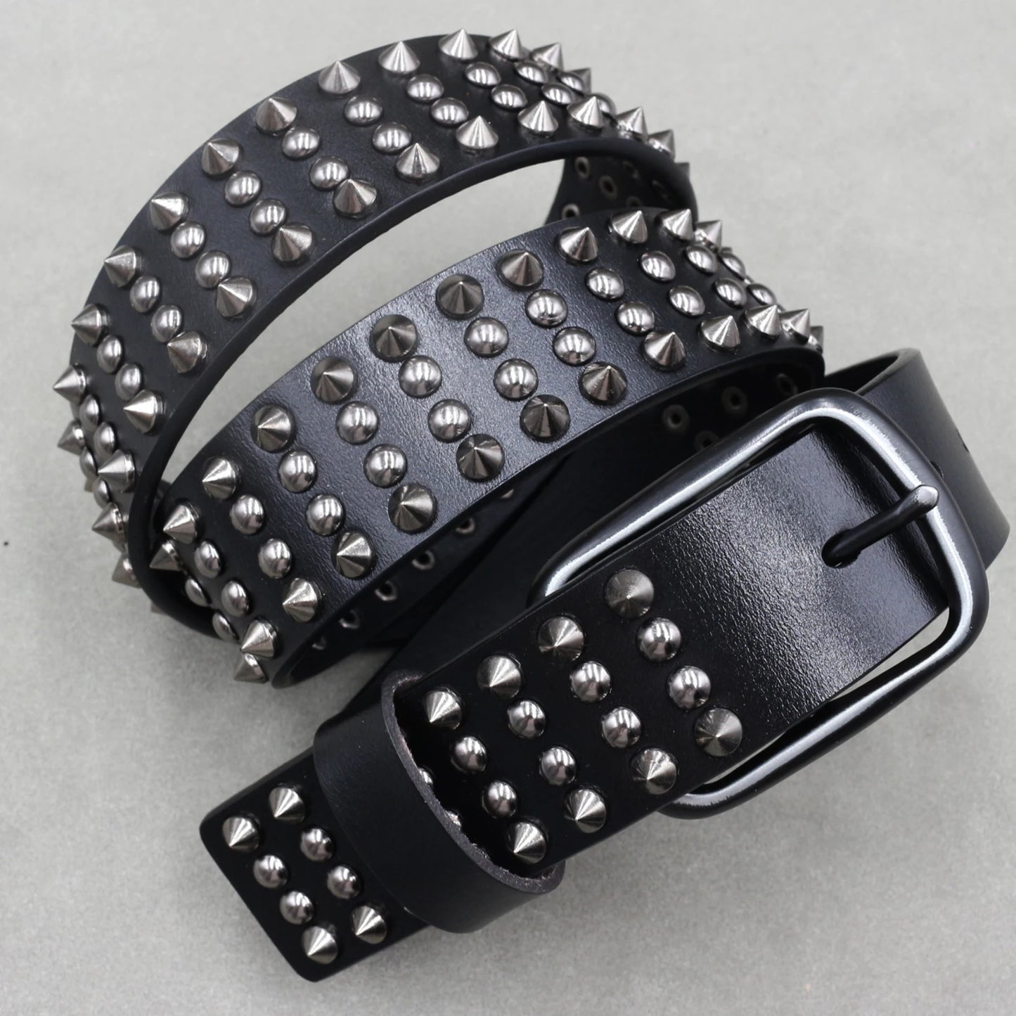 NEW Metal Rivet Cowboy Belt Genuine Leather Cowskin Men Belt Punk Rivet Jeans Belts For WOMEN Ceinture Homme Cinturones Hombre