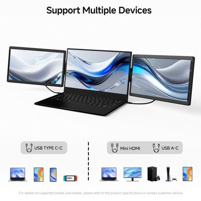 13.3inch Portable Monitor - FHD Laptop Second Expansion Screen For Switch/Phone/Tablet,USB-C HDMI-Compatible,Rotatable Display