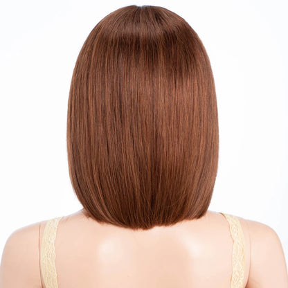100% Human Hair Wigs Highlight Brown Long Pixie Straight Bob Middle Part lace Front For Women Brazilian Remy hair Glueless Wigs
