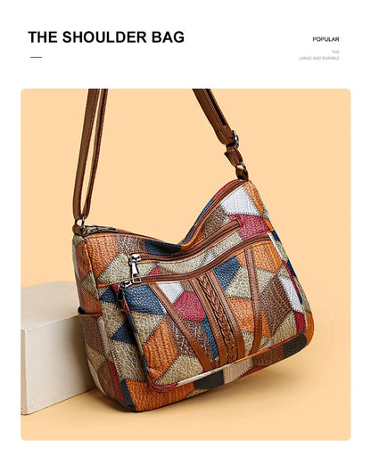Women's Elegant Vintage Crossbody Bag Trendy HandBag Fashion Multi-pockets Shoulder Bag All-match Retro Crossbody Bag for Daily