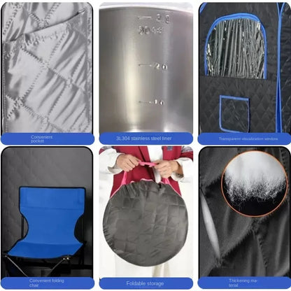 Portable Steamer Sauna for Home Spa Full Body Sauna Tent for Relaxation With 3L Steamer Generator Sauna Box