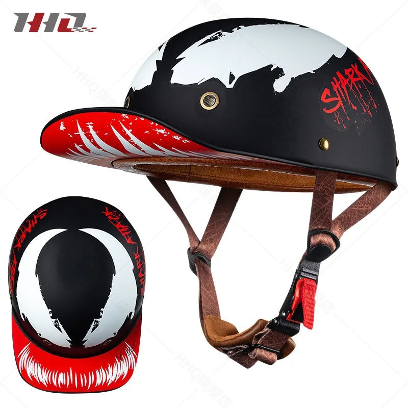 Retro Bucket Half Helmet for Men & Women - Motorcycle & Electric Bike Safety Helmet