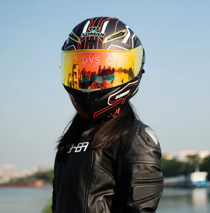 SOMAN Full Face Helmet Dual Lens Flip Up Motorcycle Helmets Casco Accessories Men Women Casque Moto Racing DOT Approved Visor