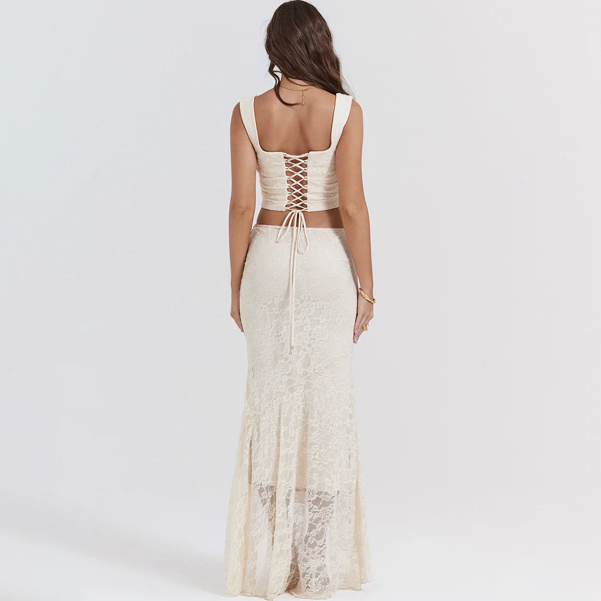 Mingmingxi Summer Sleeveless 2 Piece Sets Womens Outfits Elegant Formal Events Wedding Guest Dresses Sexy Cropped Top and Skirt