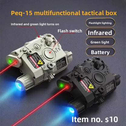 PEQ15 Multi-Functional Laser Box Tactical Flashlight: Fits 20mm Rail, for Toy Airsoft Guns, Hunting, CS & Wargame,indicator
