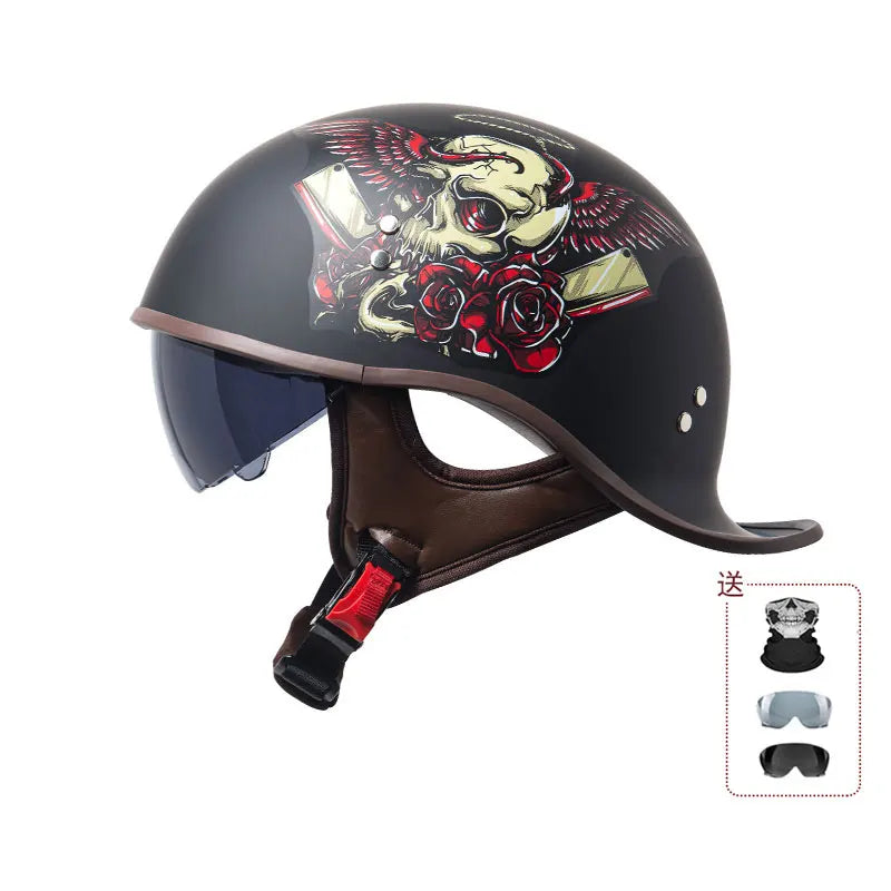 China 3C certification new motorcycle helmet retro personality cock helmet for men and women lightweight breathable half helmet.