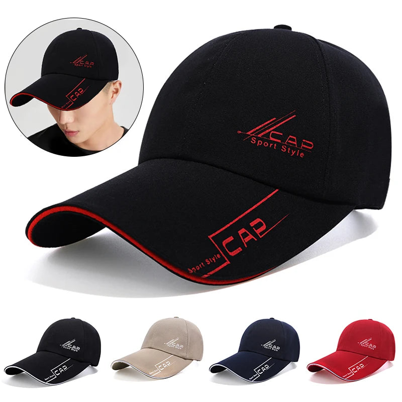 Summer Men Baseball Cap Letter Print Sports Sun Hat Cotton Adjustable Long-Brim Snapback Sun Visor Caps Hip Hop Baseball Hat