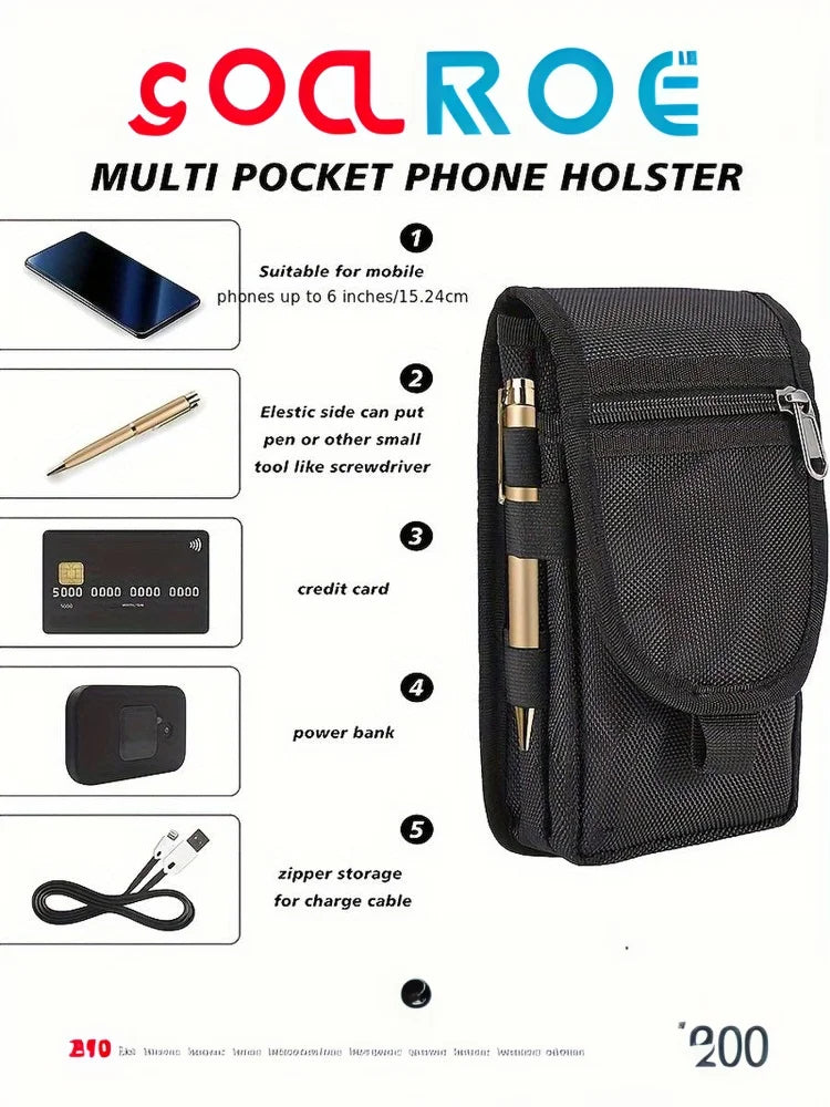 Mobile Phone Bag Casual Waist Bag Pen Insertion Bag Flip Top Mobile Phone Waist Hanging Bag Waist Bag Mobile Phone