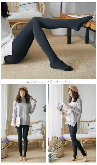 Thicken Thermal Tights Leggings Women Winter Fleece Velvet Thermo Stockings High Waist Elastic Slim Sexy