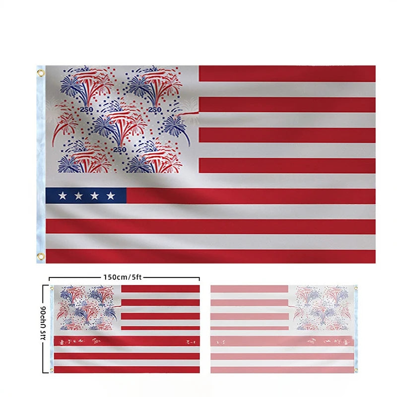 250 Years Commemorative Flag Usa Patriotic Banner Indoor Outdoor Flag Patriotic American 250th Anniversary Flag For Wall90x150CM