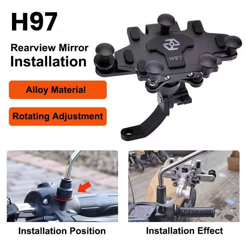 Shock-Absorbing Phone Holder for Motorcycle Bicycle 2024 Upgraded Alloy Rotary Adjustment Mobile Phone Navigation Bracket