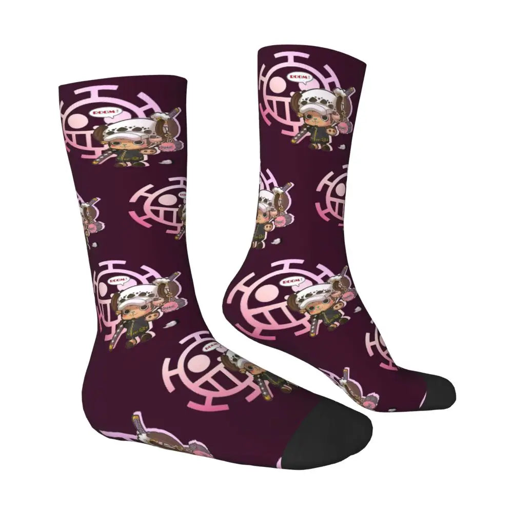 Fashion Men's Socks Harajuku Tony Tony Choppers Sock Luffys Zoros Trafalgar Law Anime Women's Socks Spring Summer Autumn Winter