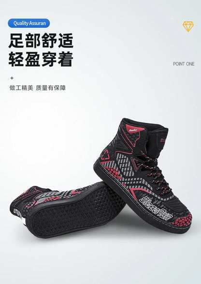 Motorbike Shoes Men Motorcycle boots Breathable Anti-fall Rider Road Racing Casual Shoes Boot Gear Shift Rubber Sole Reflective