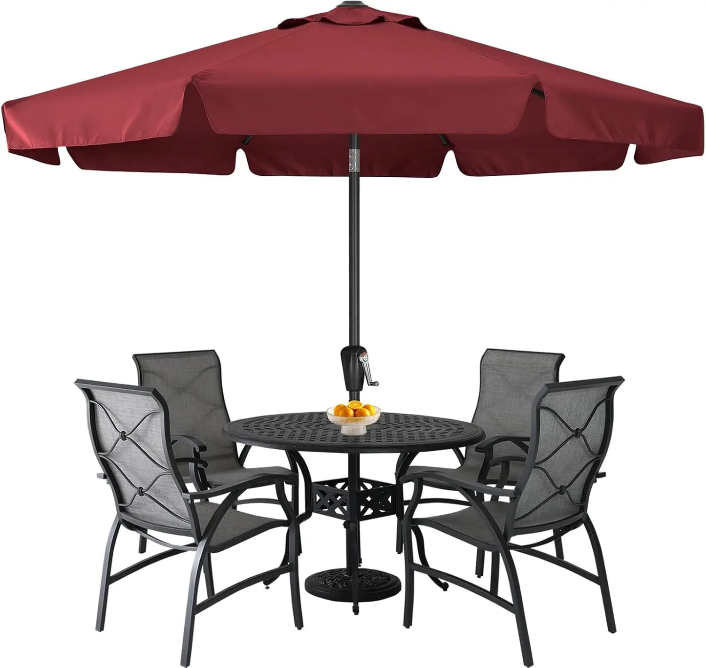 Patio Umbrella 9ft, Outdoor Table Umbrella with Push Button Tilt and Crank, 8 Ribs Umbrella for Patio Pool Garden Deck