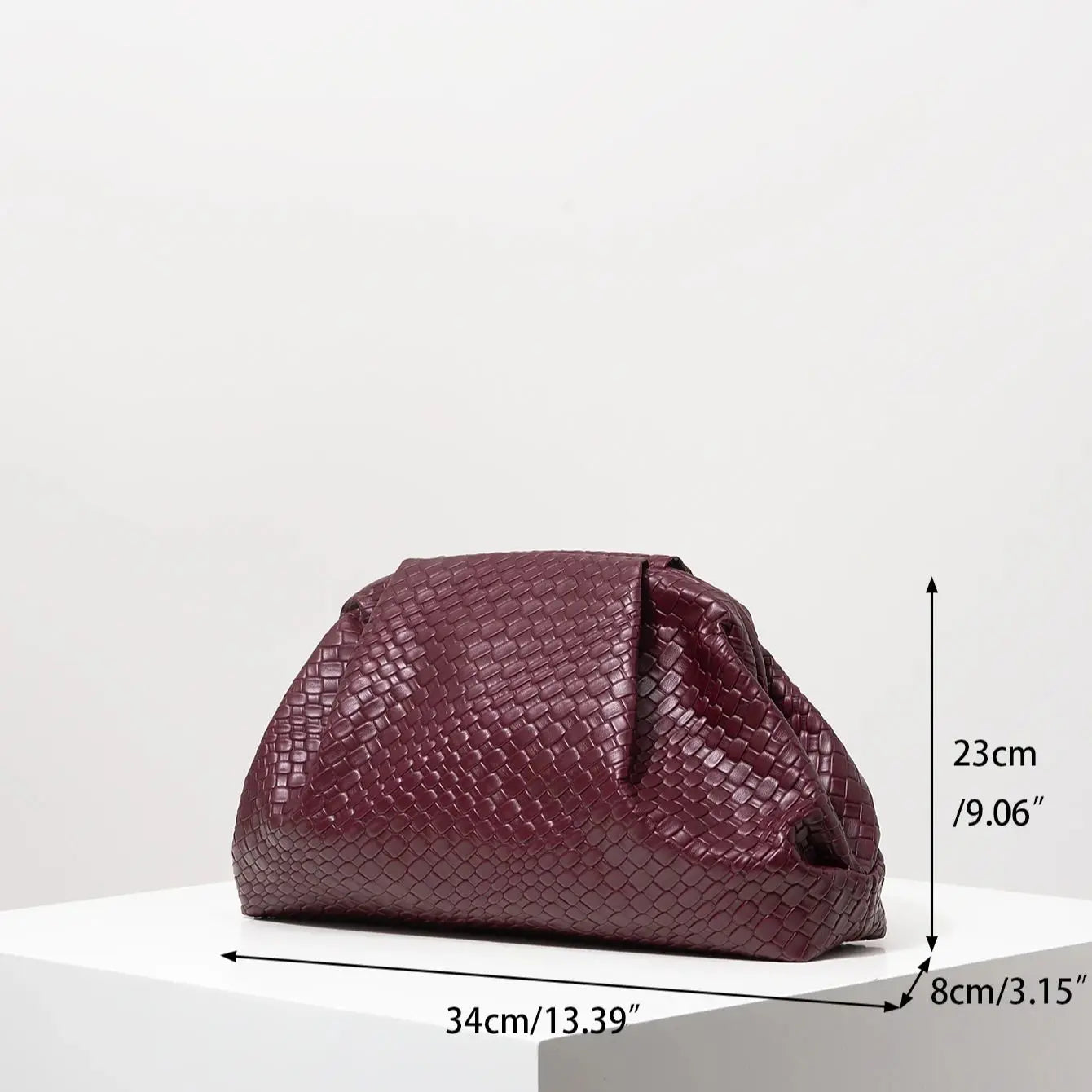 Vintage Artificial Leather Woven Pattern Clutch Bag，Burgundy Bag，Prom Dresses for Women，Large Capacity Women Purse