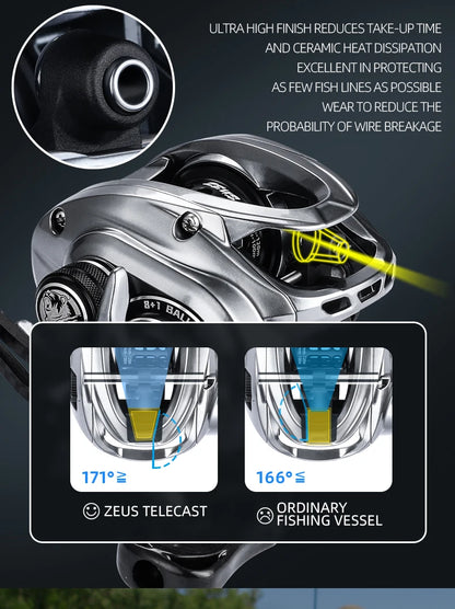 BEARKING Hot Sales Zeus-BFS 135g Lightweight Carbon Fiber 7.1:1 High-speed Ratio 8+1 Bearings Maximum Power 4kg Magnetic Brake